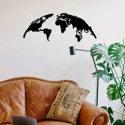 Immagine prodotto di Wallity, World- ENZ1104, Nero, Altre decorazioni per la casa, 100 x 39 cm, 100% metallo (spessore: 1