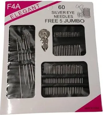 Obrázek produktu pro Jehly látací, šicí a vyšívací s navlékačem, sada 60 kusů