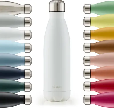 Produktbild von Blumtal Trinkflasche Edelstahl isoliert Thermosflasche 350 ml - Weiß - Auslaufsichere Trinkflasche Metall - BPA-freie Thermo Trinkflasche