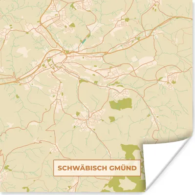 Produktbild von MuchoWow® Poster Stadtplan - Schwäbisch Gmünd - Karte - Vintage 100x100 cm - Babyzimmer