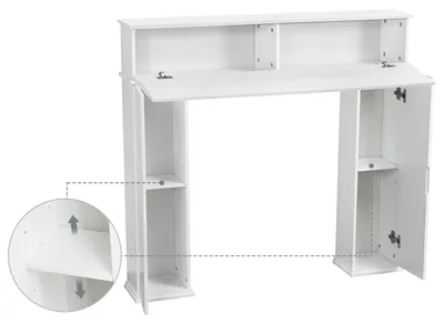 Zdjęcie produktu dla Komoda Kaminkonsole – szafka do salonu – 3 drzwi – drewno – z półką – przestrzeń do przechowywania – 107 x 18 x 100 cm – biały