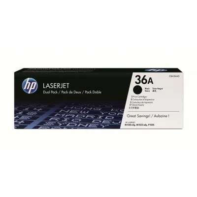 Image de HP 36A Black 2-pack LJ Toner Cart, CB436AD (2,000 / 2,000 pages)