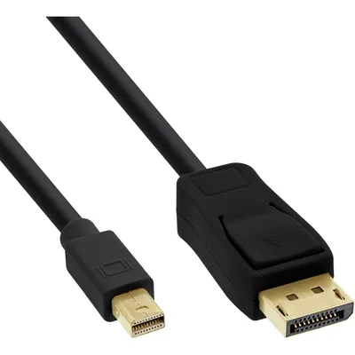 Produktbild von InLine Mini DisplayPort zu DisplayPort Kabel, schwarz, 3m, 3 m, Mini DisplayPort, DisplayPort, Männlich, Männlich, 3840 x 2160 Pixel