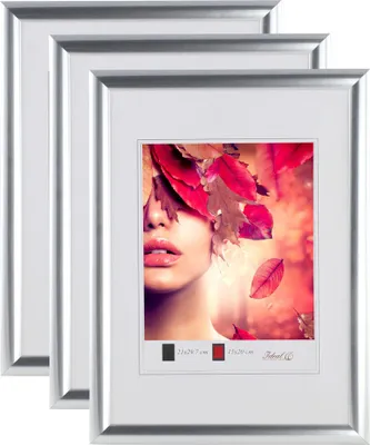 Produktbild von 3er 5er Pack Art Line Kunststoff Bilderrahmen Wanddeko Collage Poster Fotorahmen Bildträger - Farbe: 3er Silber | Format: 30x40