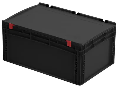 Produktbild von WETEC Lagerbehälter mit Scharnierdeckel, ESD, 600 x 400 x 285 mm (Lagerbox Box)