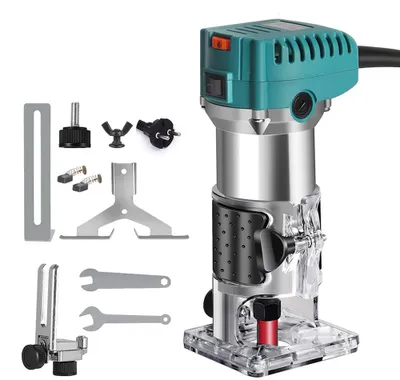 Produktbild von Elektrische Holzfräse - Handoberfräse - 800 W - Holzbearbeitung - Gravieren - Nutenfräsen - Netzbetrieb