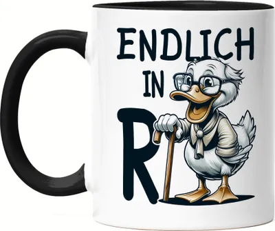 Produktbild von Endlich in Rente Tasse Schwarz - Ruhestand Ente Witzig Pensionierung