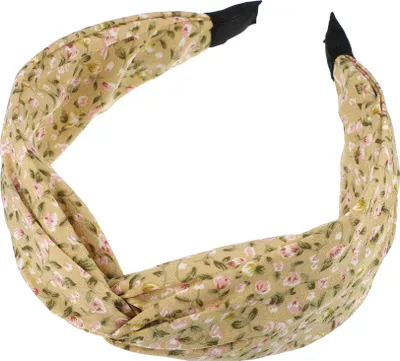 Produktbild von Retro-Haarreif mit geknoteter Blume, rutschfester, breiter Haarreif für Mädchen und Frauen, gelbe kleine Blume 12,7 x 5,3 cm