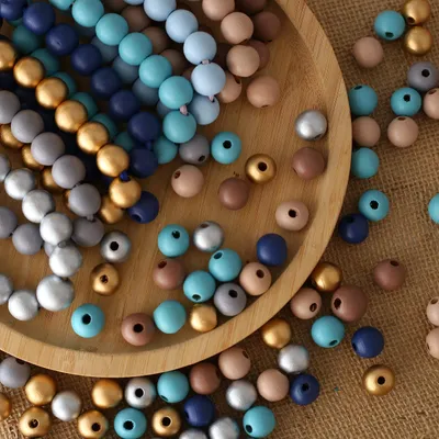 Produktbild von Holzperlen zum Auffädeln - 500 Stück rund 10 mm - Bunt für DIY Schmuckherstellung