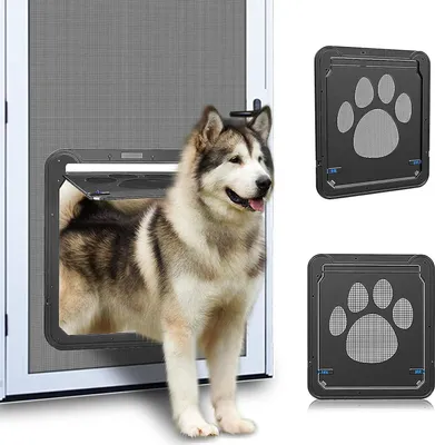 Produktbild von Hunde-Fliegengittertür, Türinnenklappe 12x14x0,4 Zoll, Abschließbare Haustier-Fliegengittertür, Magnetische Selbstschließende Fliegengittertür
