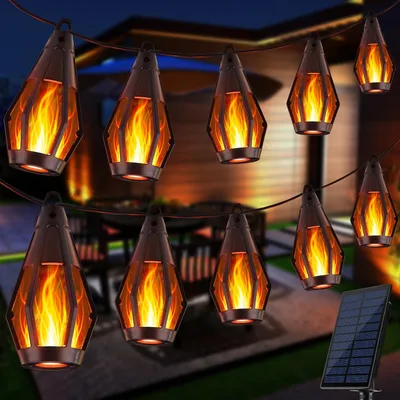 Solar-Lichterkette 12,6 m, 15 Lampen mit je 10 LEDs, warmweiß