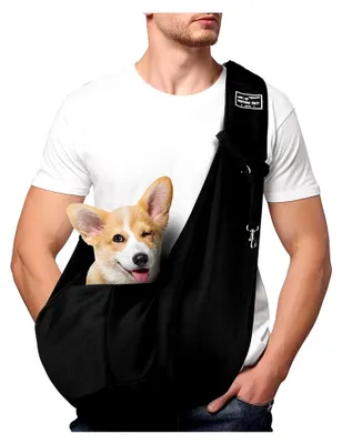 Produktbild von Hundetragetasche für Welpen, Wendbare Transporttasche für Hunde und andere Haustiere bis 7,5 kg, Verstellbarer Tragegurt für kleine Hunde für Spaziergänge im Freien, Schwarz
