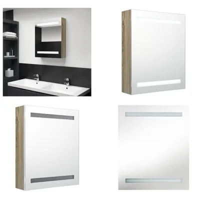 Produktbild von vidaXL LED Bad Spiegelschrank Eichen Optik 50x14x60 cm - Badezimmerschrank - Badezimmerschränke - Spiegelschrank - Spiegelschränke