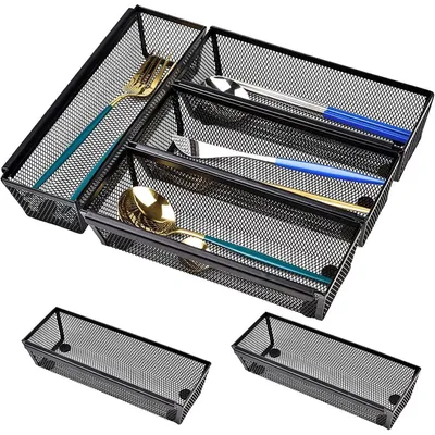 Produktbild von Schubladenorganizer 6er Set,Stahlgitter Boxen für Besteck, Sortierbox Organizer Stifte und Gewürze,24,5 x 8 cm