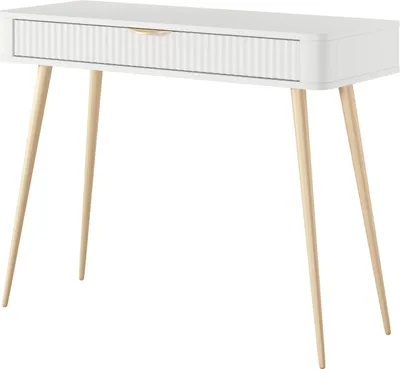 Zdjęcie produktu dla FURNLUX Konsola Lante biało-złota 100 cm / Kolor główny: biały / Wymiary: 100 x 78 x 38 cm