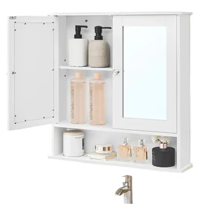 Immagine prodotto di Specchio da bagno, mobiletto a muro, salvaspazio, dimensioni 56 x 58 x 13 cm