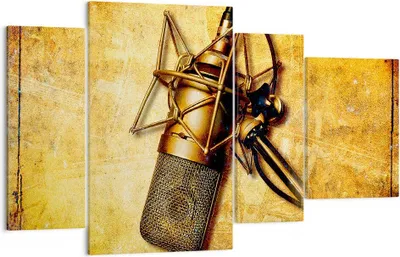 Produktbild von Bild auf Leinwand - Leinwandbild - Mikrofon Musik Lied - 120x70cm - Wand Bild - Wanddeko - Leinwanddruck - Bilder - Kunstdruck - Wanddekoration - Leinwand bilder - Wandkunst - DL120x70-0525