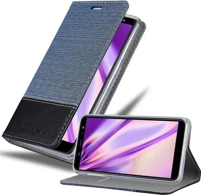 Immagine prodotto di Cadorabo custodia per Samsung Galaxy A6 PLUS 2018 custodia protettiva in blu custodia per cellulare custodia a libro cover