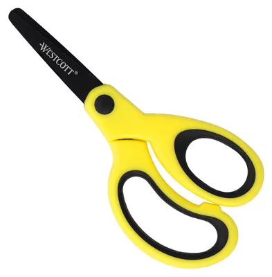 Produktbild von Westcott Softgrip Kinderschere Neon Gelb Rechtshänder | Schere mit ergonomischem