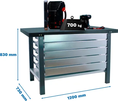 Produktbild von Werkbank SIMONWORK BT6 PRO METAL 5BOX 1200 ANTHRAZIT mit Parafuser