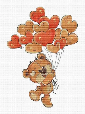 Produktbild von Auslaufmodell Luca-S Kreuzstich Set "Teddybär mit Luftballons", Zählmuster, 15,5x23cm