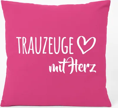 Produktbild von Huuraa Kissen Trauzeuge mit Herz 40x40cm mit Füllung Fuchsia Baumwolle Dekokissen Geschenkidee