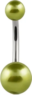 Produktbild von Bauchnabelpiercing Titan Titanium Perle Kugel Ball Banane Belly Banana hellgrün 14 mm