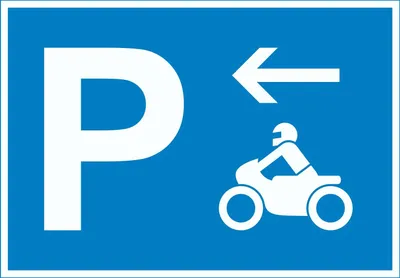 Produktbild von Motorrad Bike Parkplatz Schild mit Richtungspfeil links waagerecht A6 Rückseite selbstklebend
