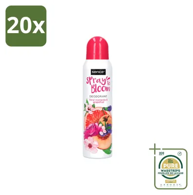 Image de 20 déodorants Sence, parfum floral et pamplemousse - Frais et fruité - 150 ml - Pack économique - 20 pièces