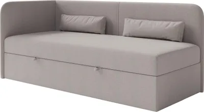 Obrázek produktu pro Selsey Calmmo - Postel pro mladé 90x200 s podnožkou, žinylkový potah, čelo vlevo, tmavě béžová barva