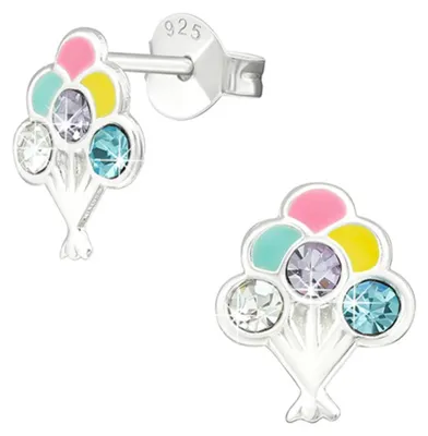 Produktbild von Kinder-Ohrringe Silber 925: Bunte Ohrstecker für Mädchen und Jungen Luftballons (Balloons)