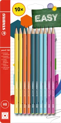 Produktbild von Bleistift - STABILO pencil 160 in 2x gelb, orange, blau, petrol, pink - Härtegrad HB - 10er Pack