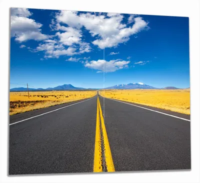 Produktbild von Wallario Herdabdeckplatte aus Glas, Größe 60 x 52 cm 2-teilig, Motiv Route 89 in Arizona - Am Ende der Horizont