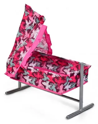 Produktbild von Puppenbett, Puppenwiege Butterfly 9339, mit Himmel und Rüschchen 59x29,5x61cm