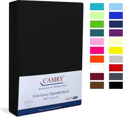 Produktbild von Carmy Spannbettlaken Jersey 140x200 - 160x200 cm Schwarz 100% Baumwolle