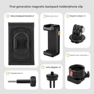Image de Support à clip pour sac à dos à velcro pour caméras d'action, magnétique, à ouverture rapide, compatible avec GoPro et DJI.
