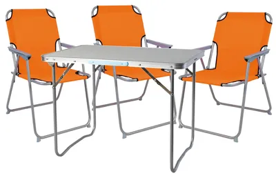 4-teiliges Campingmöbel Set Alu mit Tragegriff Camping orange L70xB50xH59cm