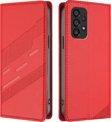 Image de Etui pour Samsung Galaxy A53 5G, étui portefeuille en cuirPolyuréthaneavec fente pour carte et fonction stand Rot