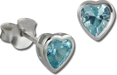 Produktbild von SilberDream Ohrstecker Damen Silber hellblau Herz Zirkonia Ohrringe SDO8507H