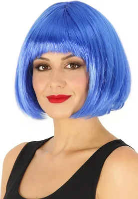 Produktbild von Blaue Bob Perücke für Damen – Kurzhaar-Perücke mit Pony für Karneval, Fasching, Disco & Mottopartys