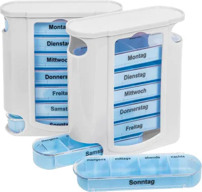Produktbild von SIDCO Tablettenbox 2 x Pillendose Pillenbox Medikamentendispenser Tablettenspender 7 Tage
