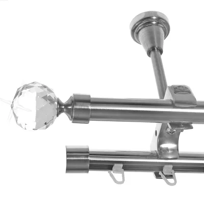 Produktbild von Rohr+Innenlauf Gardinenstange Ø 20mm Edelstahl Look 2-läufig Deckenträger D61 RI