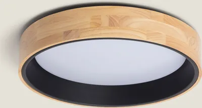 Produktbild von LED-Deckenleuchte 30W Rund Holz und Aluminium Ø 570 mm CCT wählbar Dari Schwarz