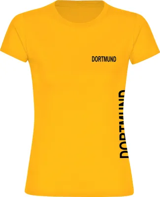 Produktbild von multifanshop Damen T-Shirt - Dortmund - Brust & Seite, gelb, Größe S