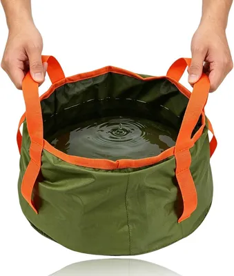 Imagen del producto de Cubo plegable, ligero, con asa, de 10 litros, ideal para actividades al aire libre