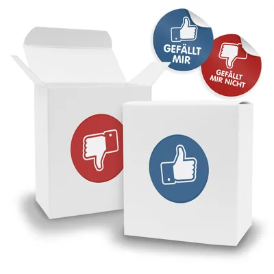 Produktbild von SET Daumen (Motiv38) 24x Faltschachtel Quader weiß + Sticker