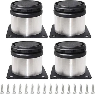 Produktbild von Verstellbare Möbelbeine, 50 x 50 mm - Set mit 4 Stück, Edelstahl, mit Höhenverstellung bis zu 15 mm