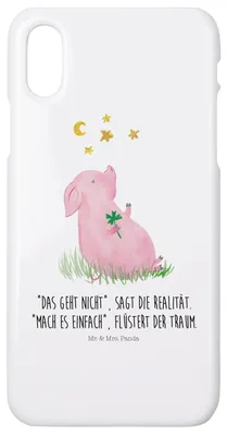 Produktbild von Mr. & Mrs. Panda Iphone 10 Handyhülle Schwein Glück - Weiß - Geschenk, Motivation, X, Handy, Hülle, Cover, Glücksbringer, Träume, Lustige Sprüche, Ziele, Sterne