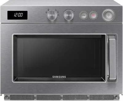 A studio shot of a Samsung microwave oven.
