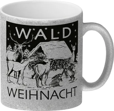 Produktbild von Wald Weihnacht Glitzer-Kaffeebecher Kaffeebecher zum Thema Weihnachten im Wald